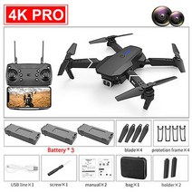 Jimitu rc drone av wifi 4k hd 접이식 드론 쿼드로콥터 항공기 항공 사진 선물 장난감, 1-4k-3 카메라 블랙