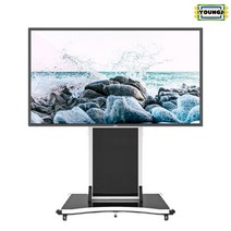이동식대형tv거치대 65~98인치 전자칠판스탠드 삼성lg중소호환 YJMS-1W, 카메라선반+로고추가형, 블랙