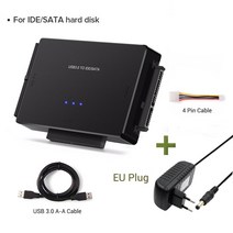 USB 3.0-SATA IDE 3 케이블 SATA-USB 어댑터 2.5/3.5 인치 외장 SSD HDD 컨버터 PC 맥북용 하드 드라이브, 02 EU Adapter_01 100cm