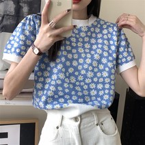 Haengbuk 바람꽃 니트반팔티/잔꽃무늬/플라워패턴/데일리/다양한색상/유니크