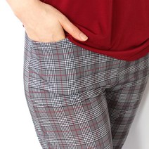 지오벤투 중년여성 시원한 여름 체크무늬 여름바지 아이스 쿨링 스판 엄마바지