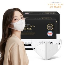스마트에코 이유마스크 성인용 화이트 100매 국산 새부리형 일회용마스크, 2개