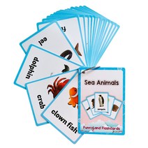 26종 760개 어린이 영어 플래시 카드 교육용 장난감 영어 유아 학습 카드, sea animals