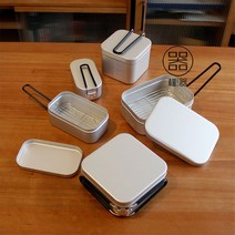 일본식 알루미늄 사각코펠 백팩킹 미니멀캠핑 감성 사각도시락 유튜브코펠, 800ml