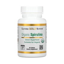캘리포니아 골드 뉴트리션 CGN 스피루리나 500mg 60정 엽록소 피코시아닌 카로티노이드, 1개