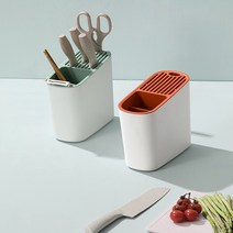 제이와이홀딩스 주방 심플 칼보관함 물빠짐 칼꽂이 멀티 수납통, 블루
