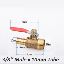 PVC 부속품 배관 자재 플라스틱 수도관 퀵 커넥터 엘보우 90 황동 가시 볼 밸브 1/8 3/8 quot1/4quot Male FemleThread 조인트 구리 파이프 피팅 커플, [13] 3-8Male-10mm