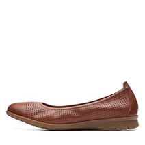 Clarks 여성용 Airabell 미드 발레 플랫 블랙 가죽 12202551, 6, Tan Leather