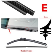1PCS 자동차 와이퍼 블레이드 천연 고무 스트립 BMW E46 E90 아우디 A4 A6 포드 피에스타 혼다 시빅 현대 솔라리스, 17 quot, E-8.5mm 폭