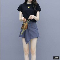 가바바 여성 투피스 귀여운 하트 포인트와 치마 스타일 바지 투피스 G50606