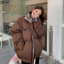 DFMEI 겨울 캐주얼 남여공용 숏 패딩 하이넥 오버핏 데일리 패딩 코트