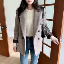코지 여자 오브제 따뜻한 모직 울 혼방 더블버튼 코트