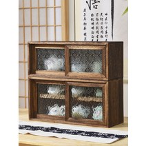 앤틱 원목 빈티지 그릇장 홈카페 수납장 그릇장식장, F