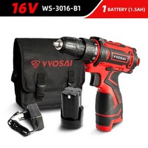 WOSAI-무선 드릴 전기 스크루 미니 드라이버 12V 16V 20V 38 인치 무선 전원 DC 리튬 이온 배터리 118568, CHINA, 16V WS-3016-B1