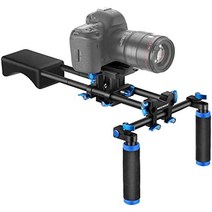 DSLR 비디오 카메라 및 DV 캠코더용 카메라/캠코더 장착 슬라이더 부드러운 고무 숄더 패드 및 듀얼 핸드 그립이 포함된 Neewer 휴대용 필름 메이커 시스템-37310, 더블 핸드 그립