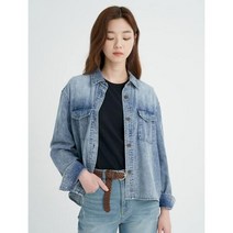 [빈폴레이디스] 블루 데님 워싱변형 아웃포켓 아우터형 셔츠 (BF2764U05P)