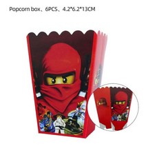 닌자고 테마 일회용 식기 생일 파티 장식 라텍스 알루미늄 호일 풍선 용품 새로운 배너, Popcorn Box - 6pcs