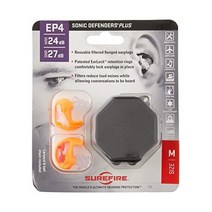 SureFire EP4 Sonic Defenders Plus 필터 귀마개 3중 플랜지 디자인 재사용 가능 주황색 중간