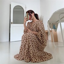 다잇템 여자 펌킨 에이라인 낙엽 히피 긴팔티 롱원피스 (7886699)
