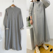 수니베 쭈리 터틀 반집업 지퍼 시보리 롱맨투맨 여성 원피스 트임 데일리 캐쥬얼 빅사이즈