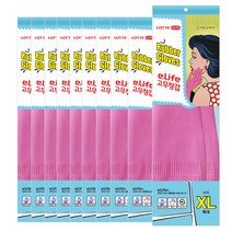 롯데이라이프 고무장갑 핑크 특대, 10개, 특대(XL) 이상