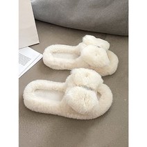 시선집중 따뜻하고 고급진 고퀄 포근포근 블링블링 리본 퍼 슬리퍼