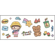 [스티커 액세서리] 크리에이티브 DIY 캐릭터 큐티 3D 물컵 재료 가방 스티커 1개 소량, 노란모자어린소녀스티커, 하나