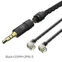 trn t2 pro 16 코어 이어폰 분리형 케이블 은 도금 hifi trn vx pro ta2 v90 ta1 zsx ta2, 검은색 2핀 3.5 qdc