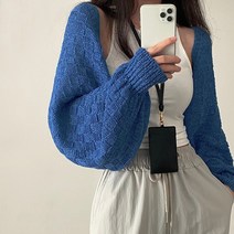 블라우스 숏스타일가디건 FUNOFF판 푸쿠 코발트블루니트