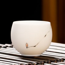 찻잔 퀄리티 쿵푸 화이트 자기 잔과 양 옥 레시틴 페인팅 산하 마스터스컵 푸얼 암석 개인 조 3624738445, 페인팅 양지옥화 엽 한피스 닭 계란컵