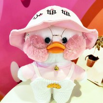 PKTOYS 소녀하트 캐릭터 큐티덕 피규어 숄더 겸 크로스백 깜짝 변신빵빵덕오리인형 옷, 여동생 모자 파우더 티셔츠 흰색 스트랩, 오리 인형 메신저 백 30cm