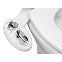 LUXE Bidet NEO 180 - 비전기 비데 화장실 부착물 셀프 클리닝 이중 노즐 및 조절 가능한 수압 위생 및 여성 세척용 레버 컨트롤 포함 (화이트), White