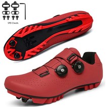 싸이클 슈즈 신발 남녀공용 사이클링 스니커즈 플랫 슈즈 클리트 자동 잠금, 없음, MTB red cleats+41