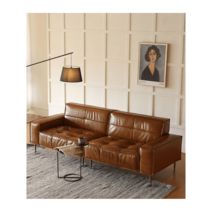 클래식쇼파 통가죽소파 엔틱쇼파 고급쇼파, 2인용 180x90x81cm, 브라운