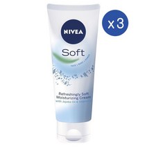 니베아 소프트 수분크림 크림 페이스 바디 핸드 75ml Nivea Soft Moisturiser Cream Face Body Hands, 3개