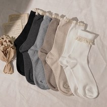 레이첼 골지 코튼 레이스 양말 사계절 러블리 중목 토숀 프릴 무지 여성 삭스 디어안나