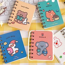 달자샵 1+1 아기자기 미니포켓 일러스트 수첩 스프링 무선 메모장, 1Pcs+1Pcs, 곰