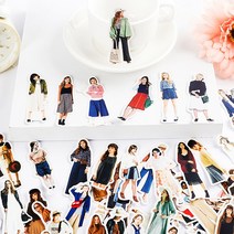 패션 잡지 인물 스티커 130장 인스 소녀 사진 스티커, 1세트