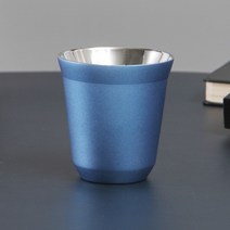 에스프레소샷잔 이중 벽 스테인레스 스틸 에스프레소 컵 네스프레소 픽시 절연 커피 cupshape 귀여운 캡슐 열 컵 커피 머그잔 80ml, 하늘색
