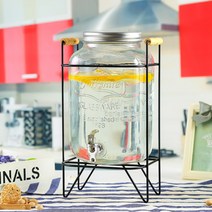 유리 셀프 서비스 병 대용량 음료 디스펜서 15L 미라주 정용 6L 주스 투명한, 4L+ABS 수도꼭지+크래프트 프레임 온수 사