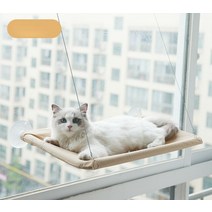고양이창문해먹 캣 장난감 귀여운 애완 동물 걸이 침대 고양이 맑은 창문 좌석 해먹 편안한 선반, 1.Khaki