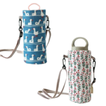 텀블러 파우치 물병 가방 크로스 2p, 오리 1p + 플라워 1p