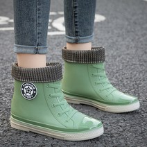[머리카락의 세대] 방수 신발 여성 비 신발 짧은 튜브 학생 벨벳 코튼 따뜻한 미끄럼 장화 플라스틱 한국어 버전