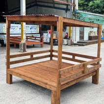 [자연쉼터] 지붕 조립식 평상 기본형과 난간형 방부목 야외 평상마루 (택배 제품), 3.미니난간형(4꼭지), c)방부목 연초록색