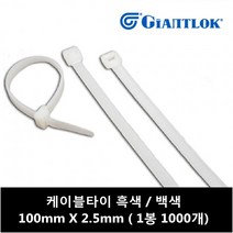 자이안트락 케이블타이 100mm X 2.5mm 백색 (1봉 1000개입), 1000개