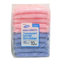 투명 스펀지 롯데 이라이프 주방 수세미 랜덤발송, 1개, 10개입