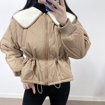 매일리룩 뽀글 양털 카라 스트링 퀄팅 패딩 점퍼