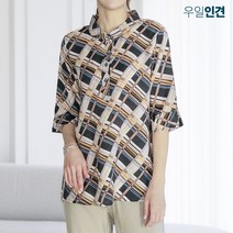 여성 데일리 인견 라운드카라 정장 패턴블라우스