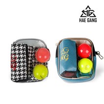 국산 1+1 해강 파크골프 파우치 허리 볼가방, 블랙화이트+블루