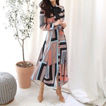 모조로브 / 레트로 에스닉패턴 오픈 원피스